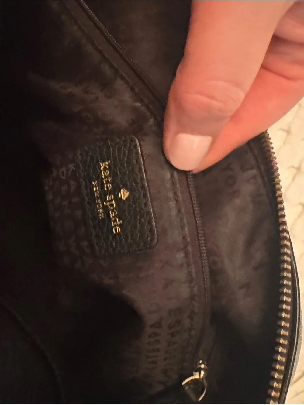kate spade Black Pebbled Leather Shoulder Bag with Detachable Strap - Picture 6 of 8